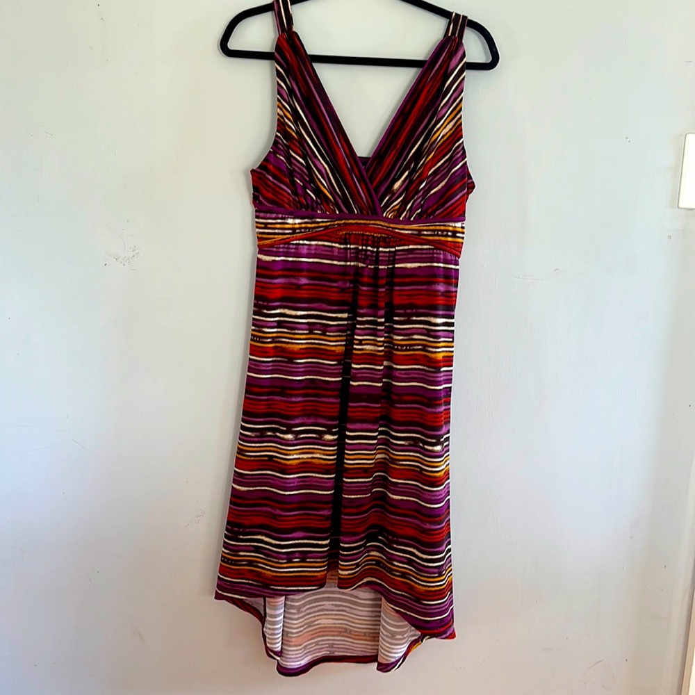 🔥 2/$8, 3/$10, 4/$12 🔥 purple and red horizontal striped dress